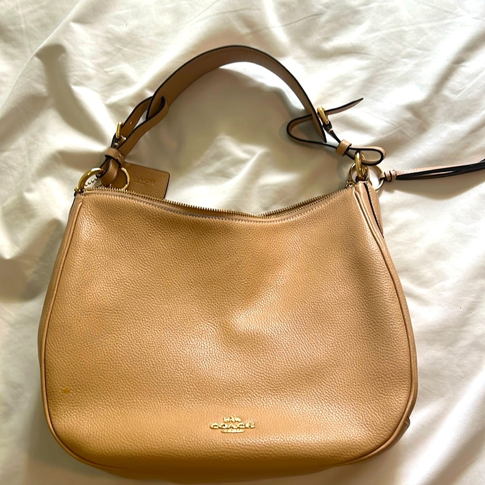 Used Coach bag, camel color with gold accent